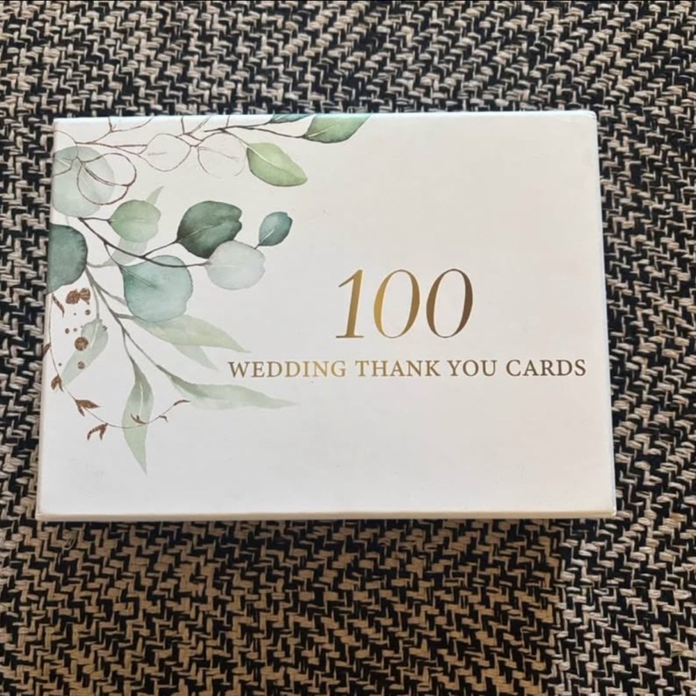Wedding Thank You Cards - Green Leaf Design (100 Pack)
